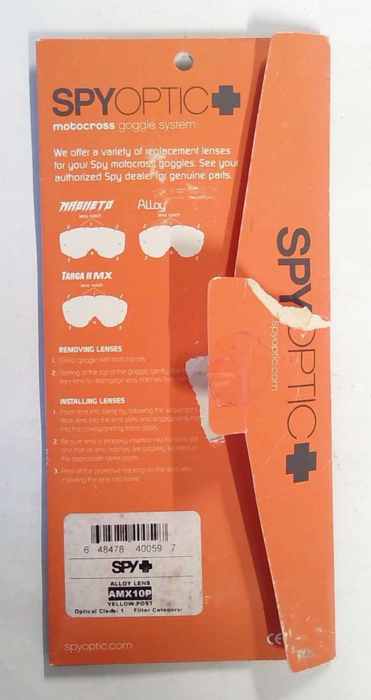 NEW SPY OPTICS YELLOW REPLACEMENT GOGGLE LENS W/POSTS AMX10P