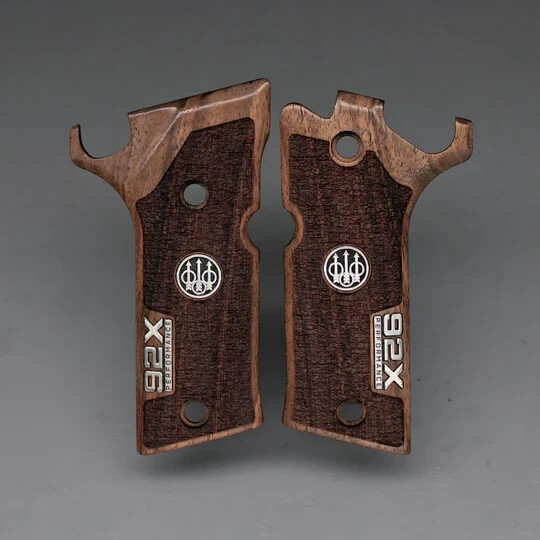 Beretta 92X Performance Turkish Walnut Wood Gun Grips NEW SET Nice Metal Logo