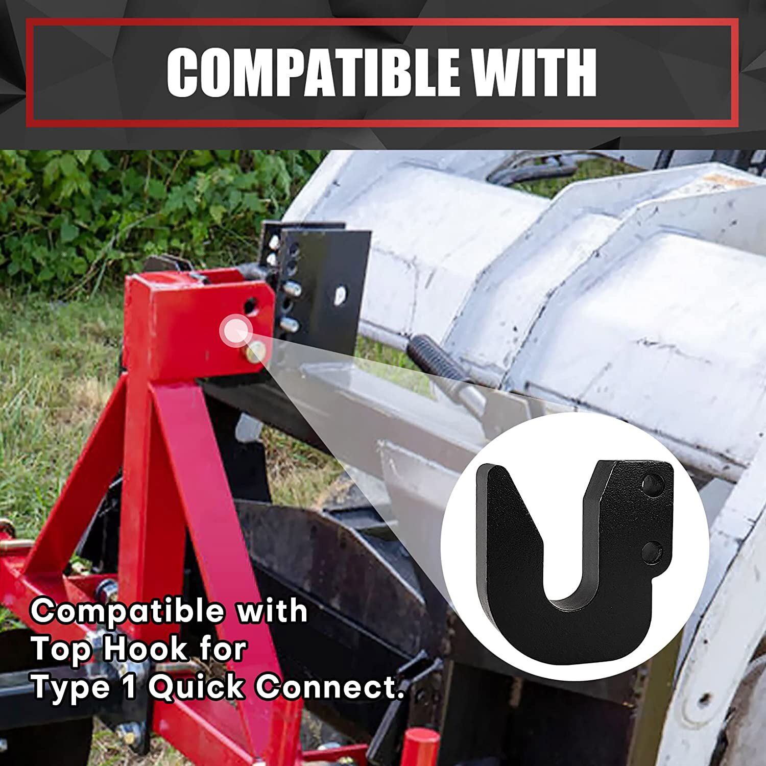 Adjustable Top Hook for Harbor Freight Quick Hitch Cat 1 Tractor 3 Point Hitch