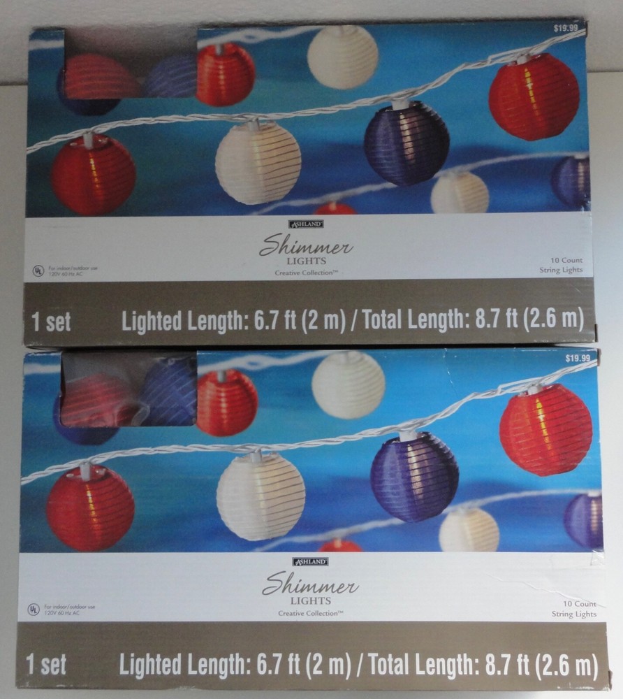Ashland Shimmer Lights Red White & Blue String Lights 2 Boxes 10 Count each New