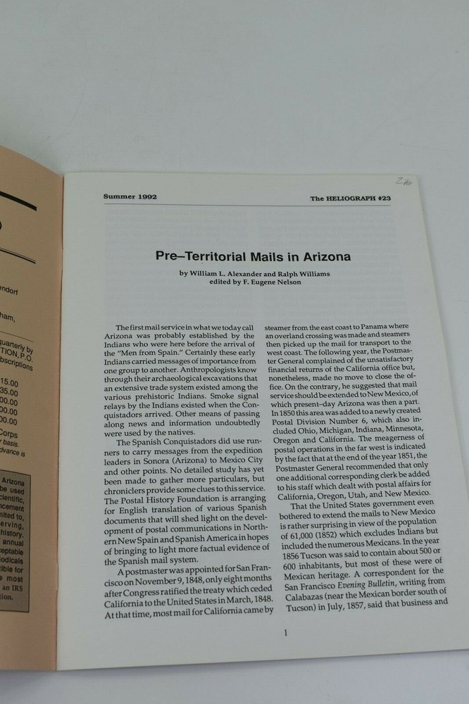 The Heliograph - The Postal History Foundation Summer 1992 Issue Volume 6, No. 3
