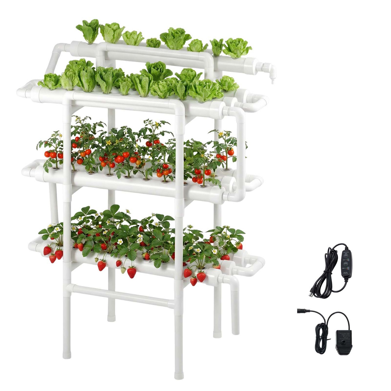 Uimoso Hydroponic System Grow Kit 3-Layers 90 Plant Sites Sunlight Blocking UPVC