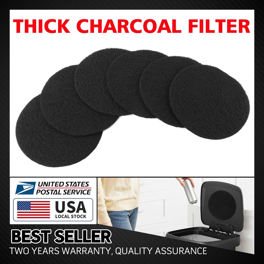 Charcoal Filter Replacements Kitchen Compost Bin Round 6.7inch 0.4" Thick 6 Pcs