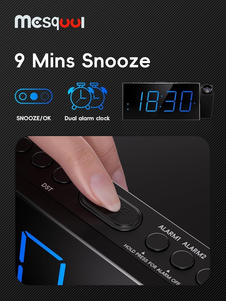 Stylish Digital Projection Clock with Battery Backup & Adjustable Brightness