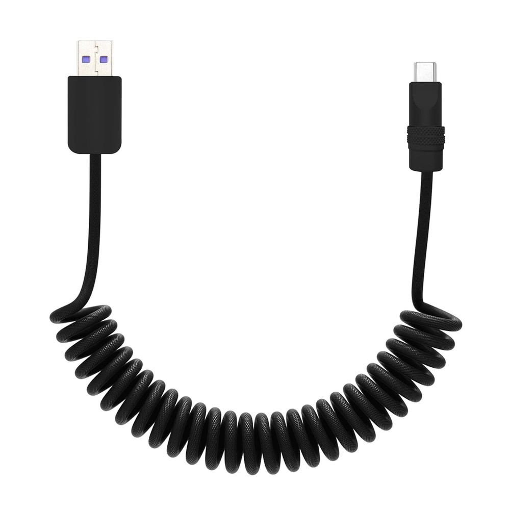 chubbycable Curly Chubby Retractable Fast Charging Cable 120W Black+Black
