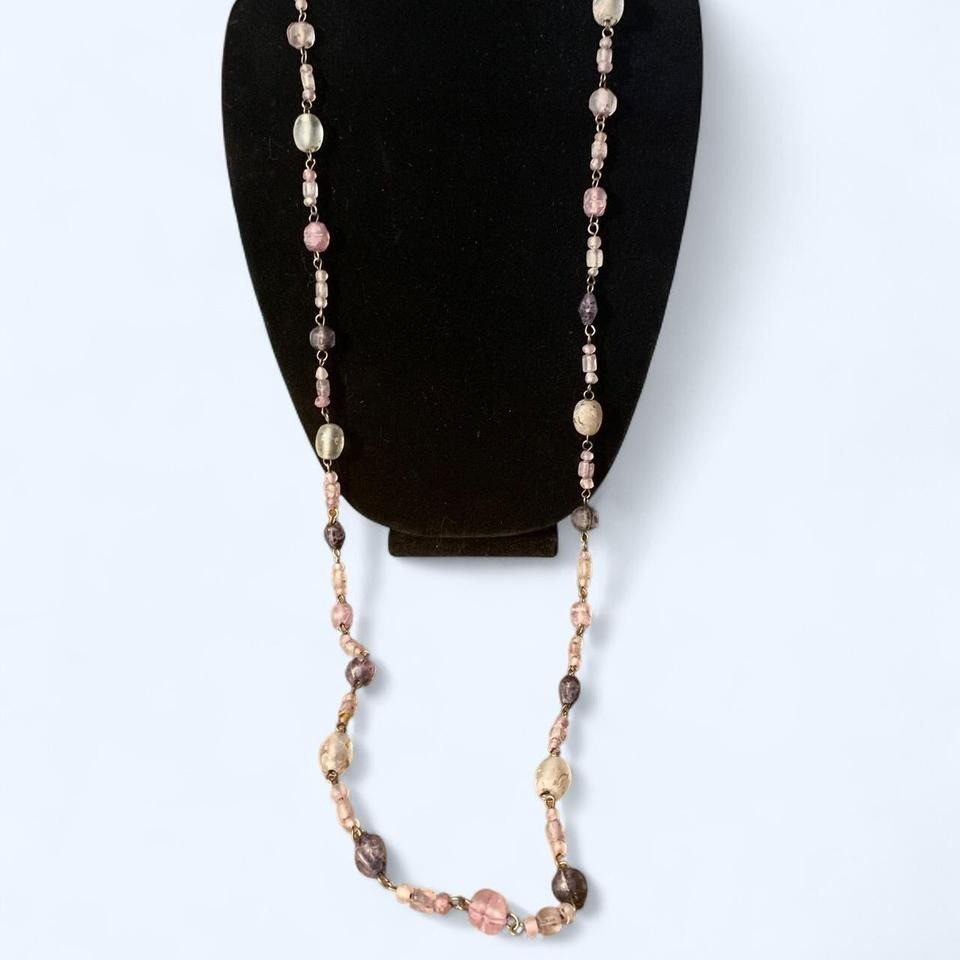 Rustic Purple/Clear Glass Bead Necklace