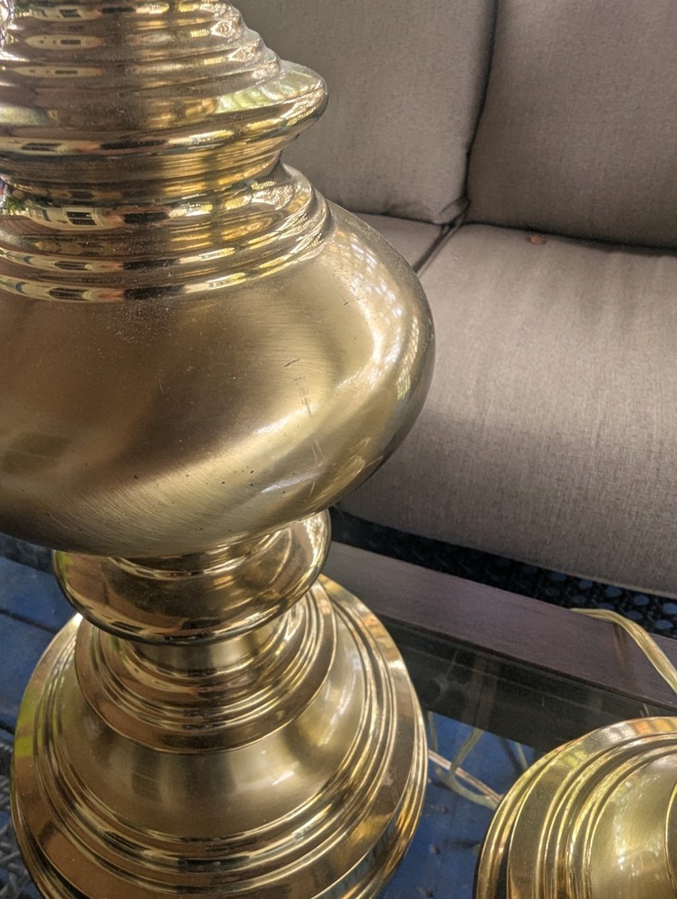 Vintage Mid Century Solid Brass Finial Shape Table Lamps- a Pair