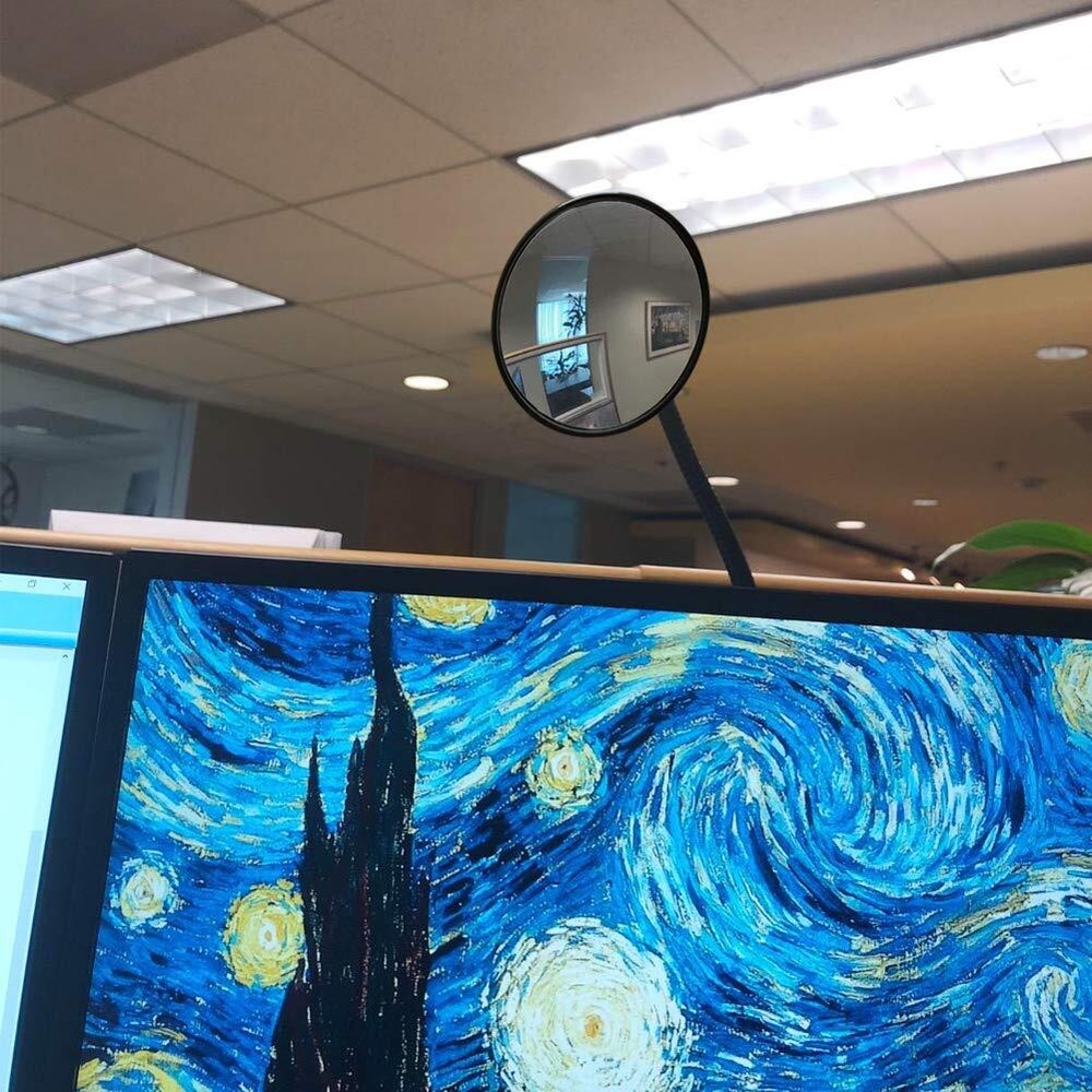Clip On Security Rear View Mirror for Cubicle Monitors Computer or Anywhere