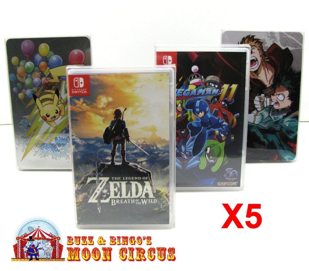 5x NINTENDO SWITCH PLASTIC & STEELBOOK GAMES - CLEAR PROTECTIVE BOX PROTECTOR