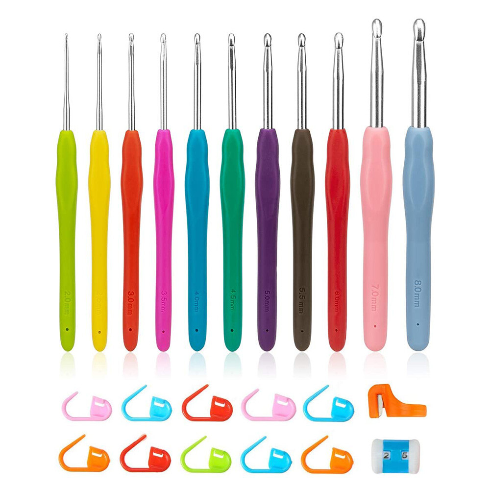 Crochet Tool Set Handle Hooks kit Needles knitting Yarn Stitch Multicolour