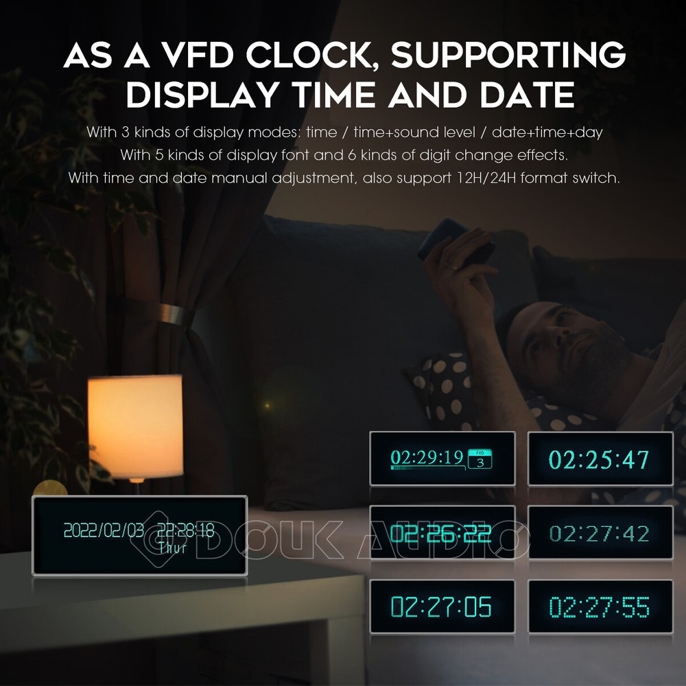 VFD Clock Music Spectrum Display Sound Level Indicator Dot Matrix Audio VU Meter