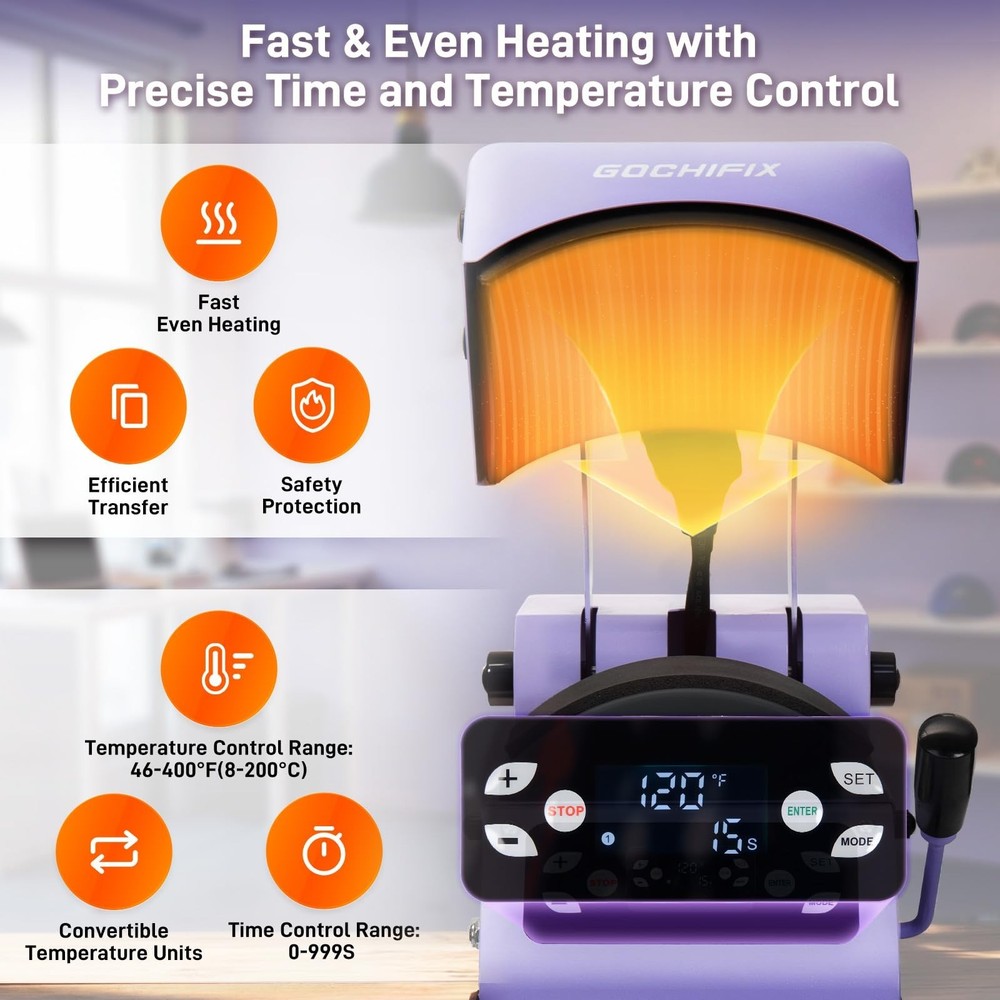 Auto Hat Heat Press Machine, Automatic Open/Release, 4 Memory Modes, Precise ...