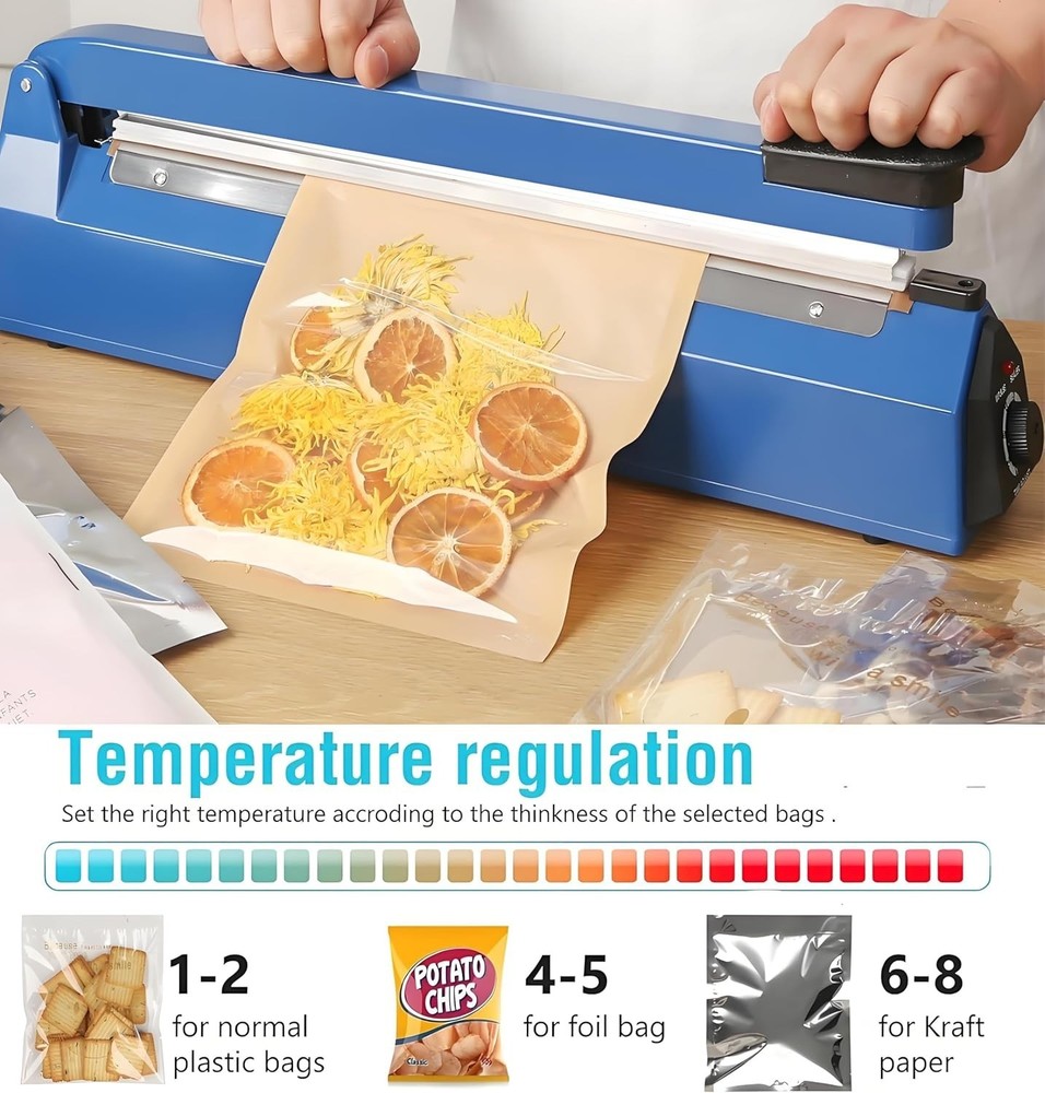 Impulse Sealer 12 inch Manual Heat Sealer Machine with Adjustable Heating Mod...
