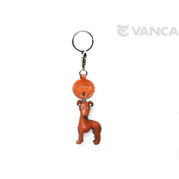 Whippet Leather Dog Keychain