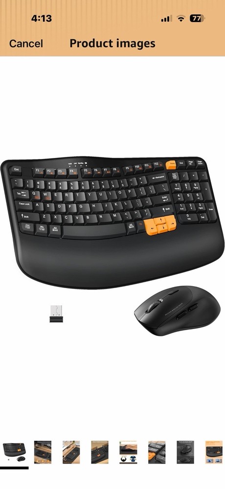 Wireless Keyboard & Mouse Combo 2.4G Ergonomic Spill-Resistant Black