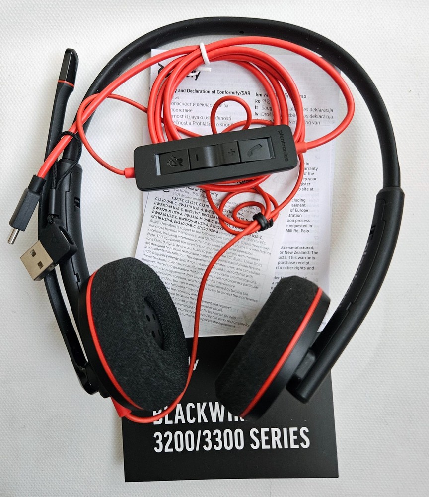 Poly Blackwire 3220 Stereo Wired Headset USB-C, USB-C Microphone (Plantronics)
