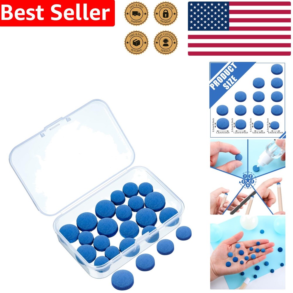Essential 20-Piece Pool Cue Tips Set in Various Sizes with Convenient Storage