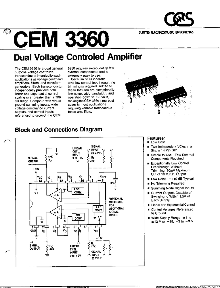 One Original CEM3360 Dual Voltage Amplifier Chip Fully Guaranteed