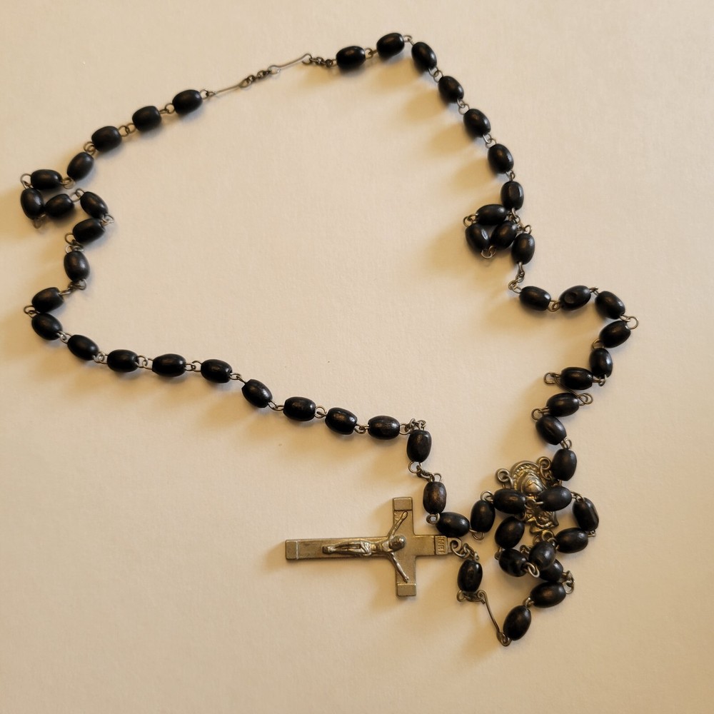 Vintage Black and Silvertone Rosary Older Rosary
