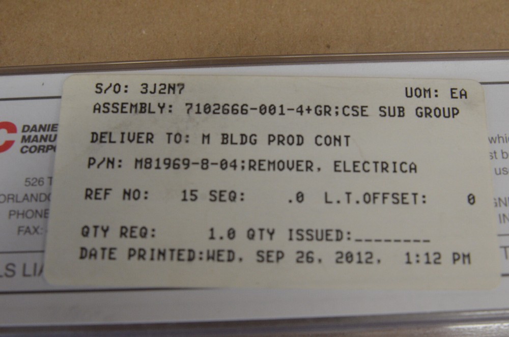 DMC Removal Tool M81969-8-04 DRK95-228 (6-C)