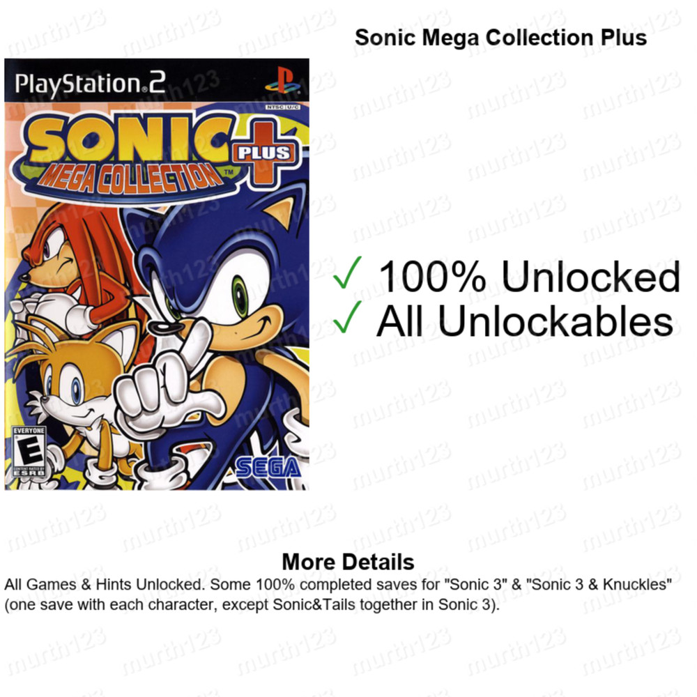 Sonic Heroes Mega Collection PLUS Shadow Riders Unleashed PS2 Memory Card Save