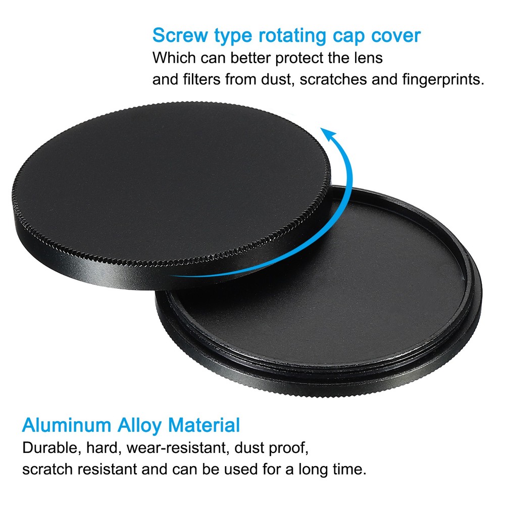 52mm Lens Filter Stack Cap, Aluminum Lens Cap with Cleaning Cloth
