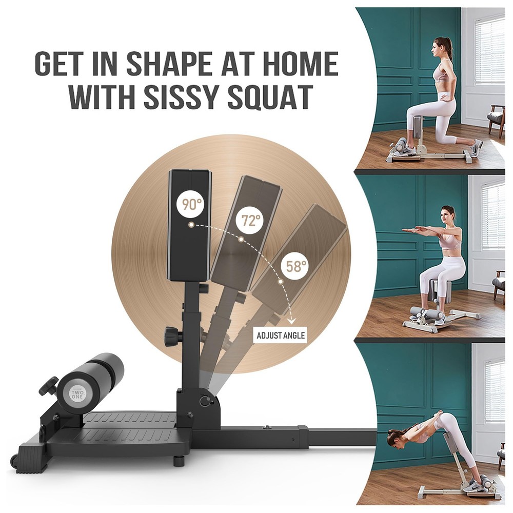 leikefitness Deluxe Multi-Function Deep Sissy Squat Bench Home Gym Workout