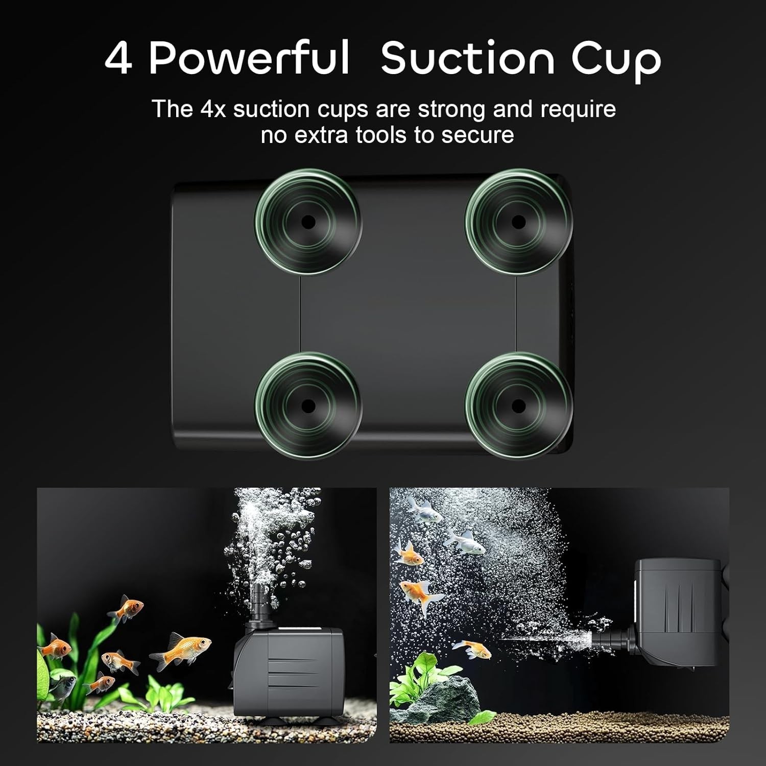 550 GPH Submersible Water Pump, 30W Ultra Quiet with 3 Nozzles for Aquatic Use