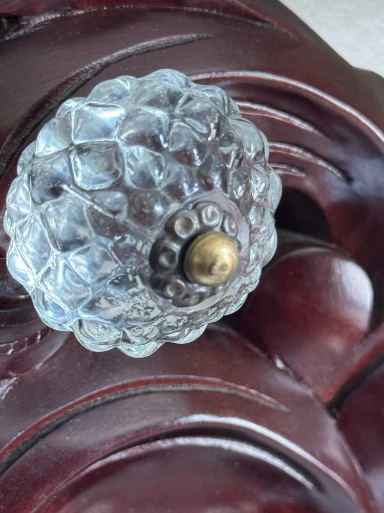 2 Vintage-Brass Clear Glass Pulls Furniture Handle Cabinet Drawer Hardware Knobs