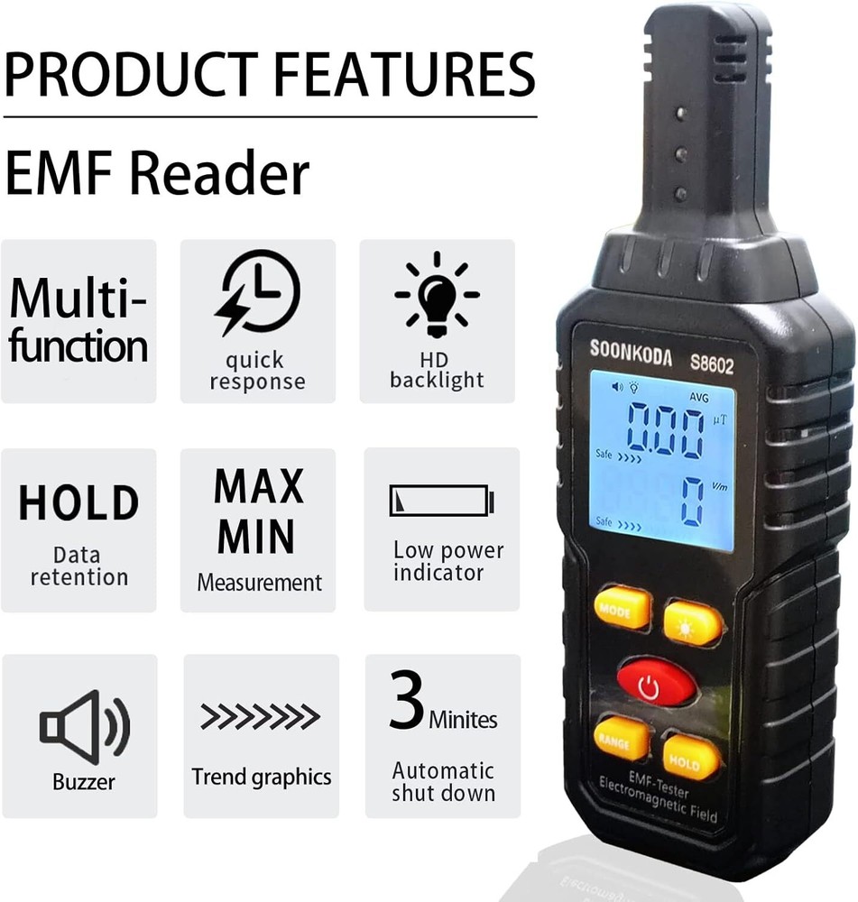 3 in 1 EMF Meter,EMF Reader,Electromagnetic Field Radiation Detector,EMF Tester
