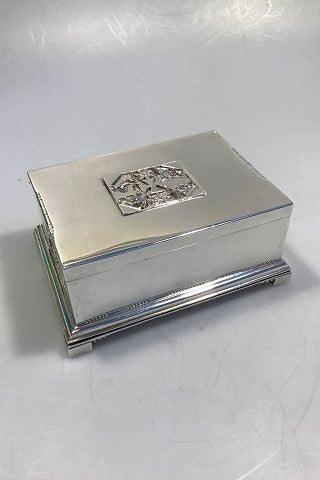 Georg Jensen Silver Cigar Box/Lidded Box wood lined 1916