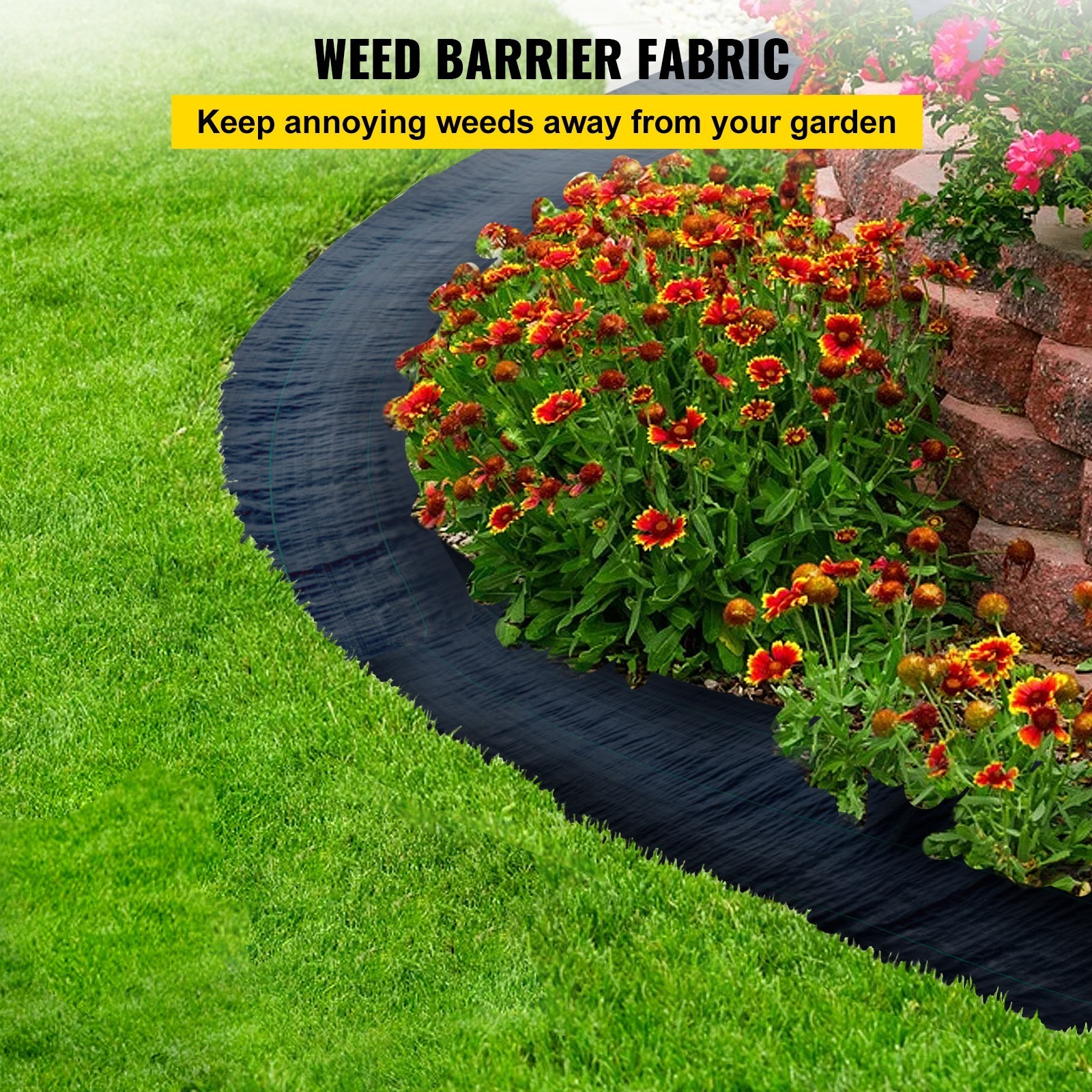 6' x 300' Woven Ground Cover Landscape Fabric 3.2-ounce Weed Barrier~H