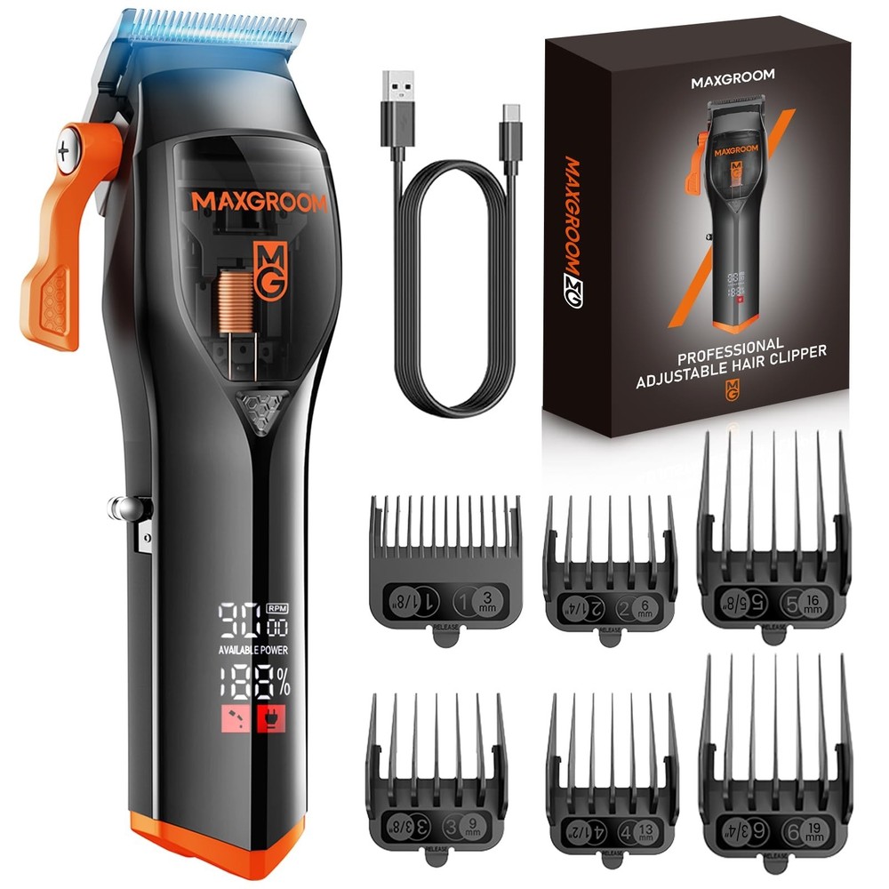 Professional Cordless Hair Clippers for Men, DLC Self-Sharped Blade, No Pulling