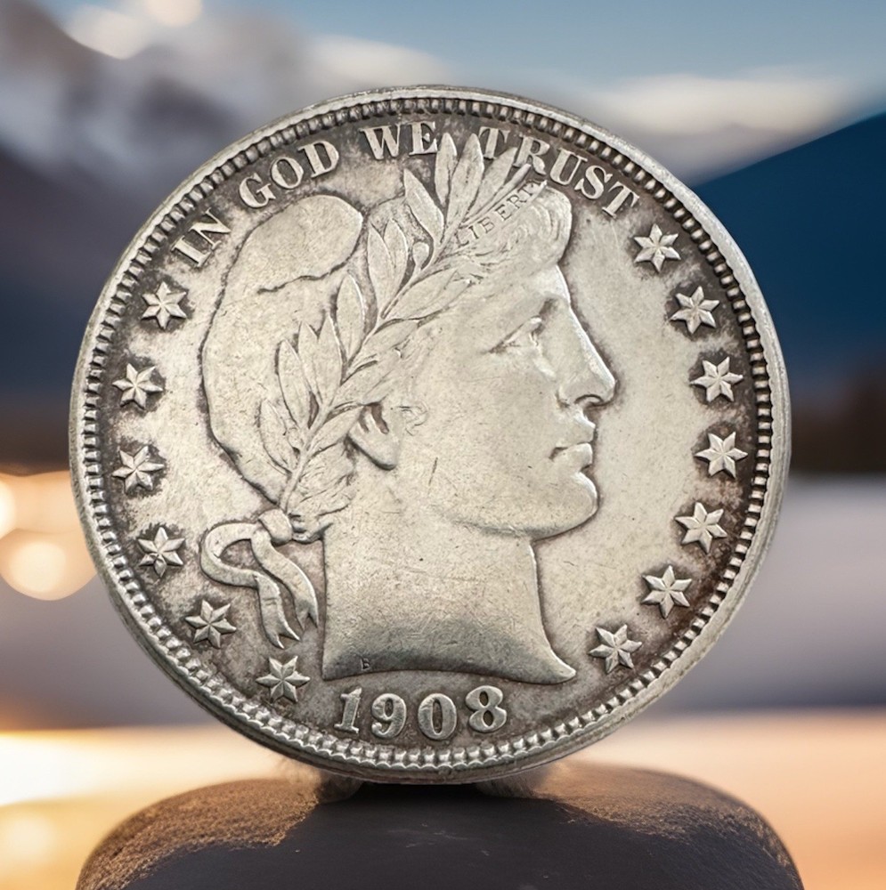 1908d 50c Barber Half Dollar AU