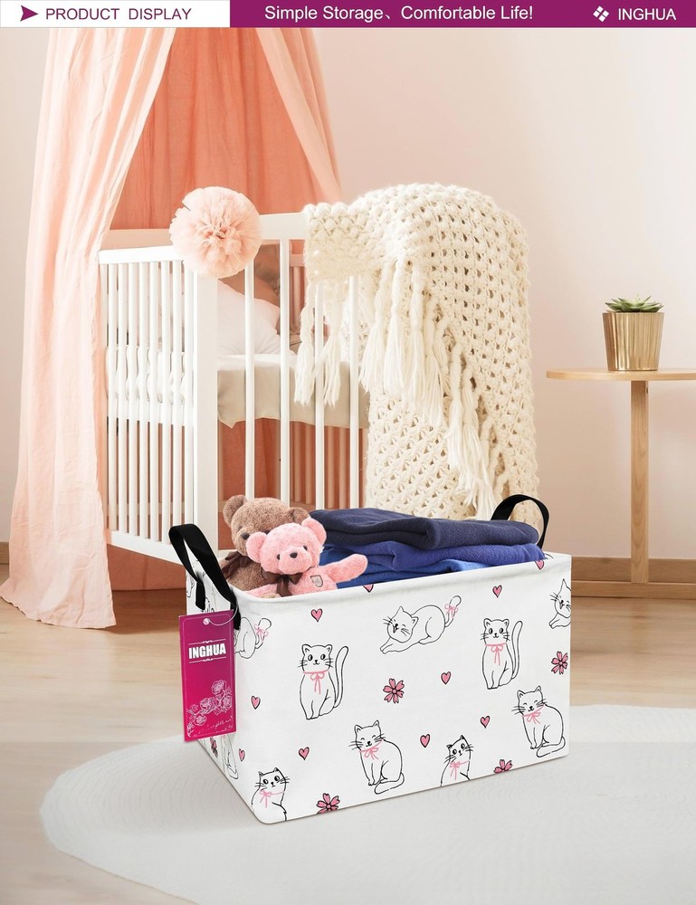 INGHUA Rectangular Storage Basket Fabric Organizer Bin for Toys,Books,Clothes...