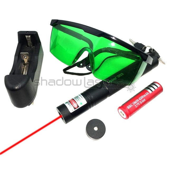 LMS3R Adjustable Focus 650nm Red Laser Pointer Visible Beam Goggles & Charger