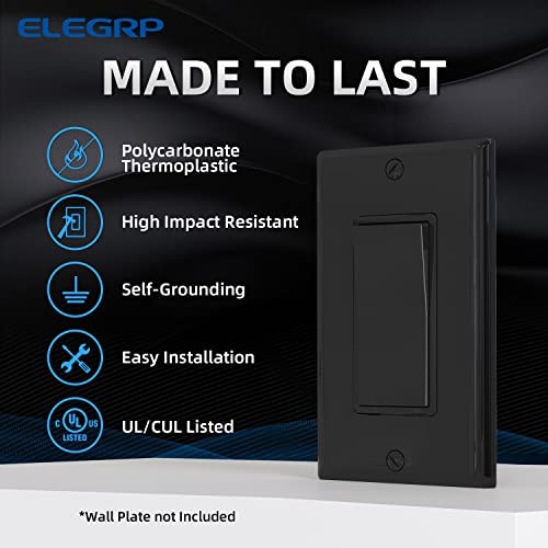 4 Way Decorative Light Switch, 15Amp, 120-277 Decorator Light Switch 10 Black