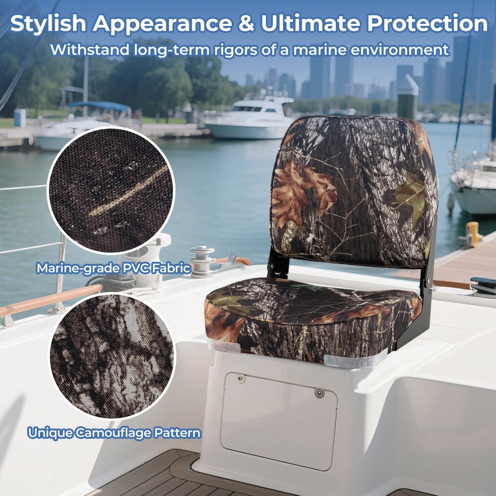 2-Pack Folding Boat Seats w/ Thick Sponge Padding Fixing Bolts Hinges