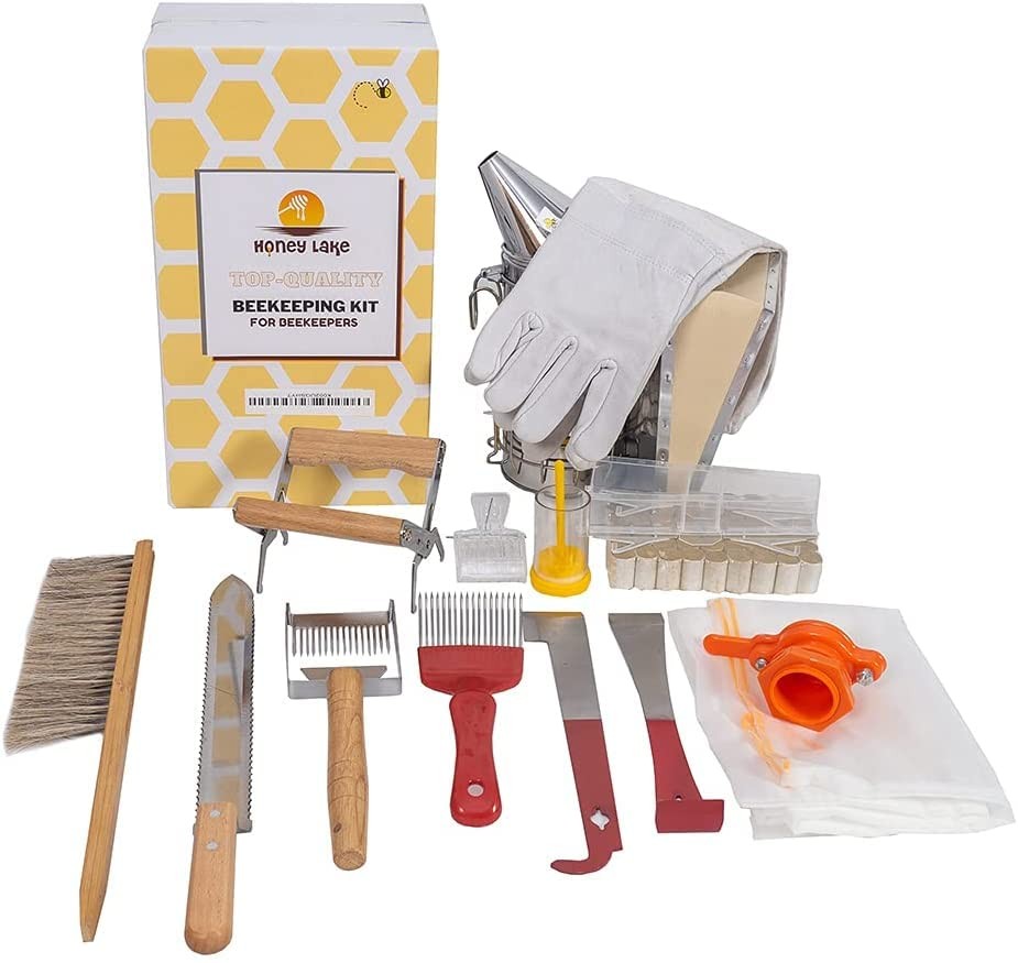 10 Frame Beehive Starter Kit and Beekeeping Supplies Tool Kit, 10-Frame