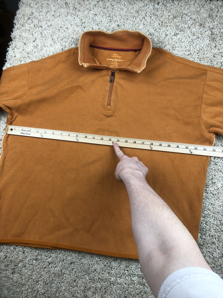 Tommy Bahama Men Size Large 1/4 Zip Orange Long Sleeve Pullover Sweater NICE