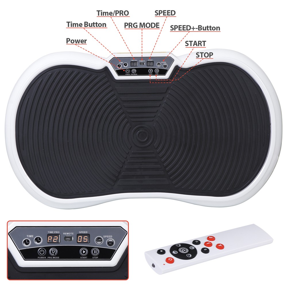 Vibration Plate Fitness Platform Exercise Machine Full Body with Bluetooth White