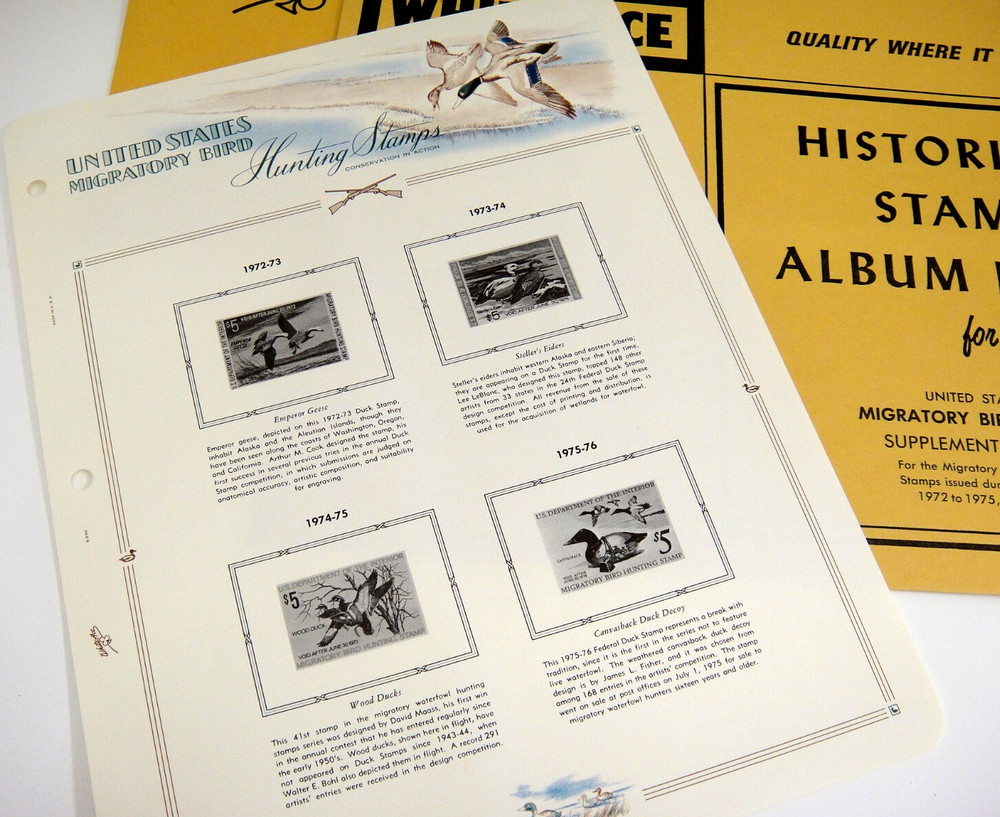 White Ace Migratory Bird Stamps Supplements 1972-1975 MIG-5 & 1976-1979 MIG-6