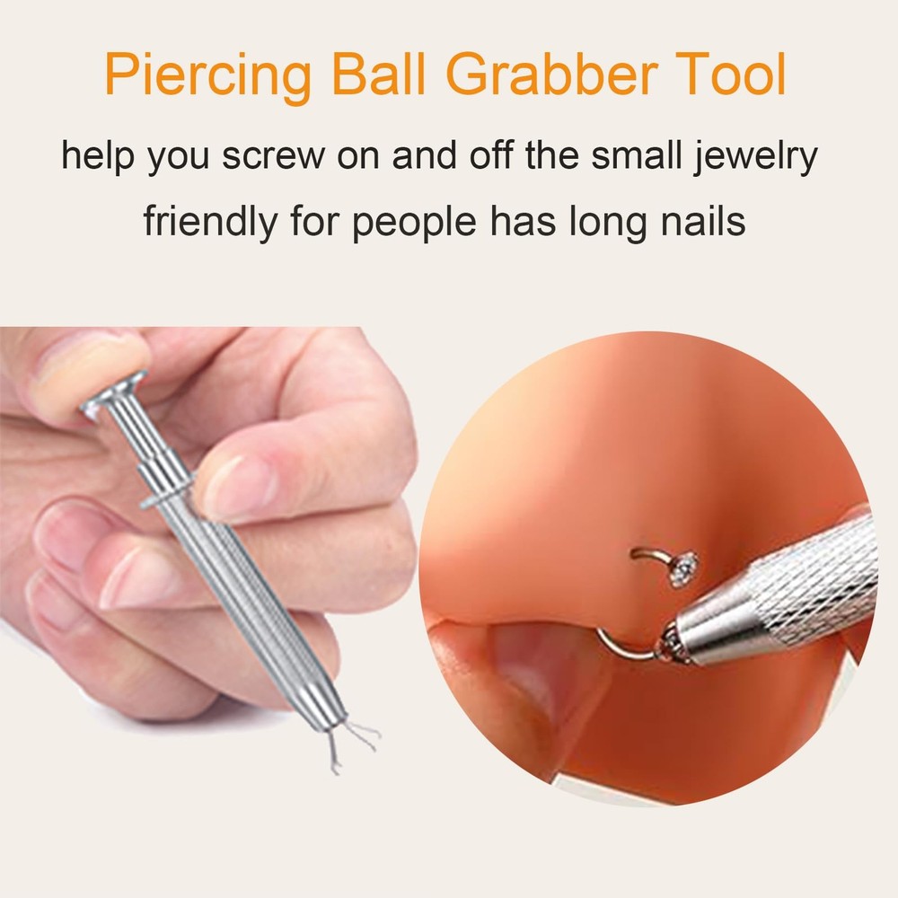 QWALIT Piercing Taper Threadless Small, A2- threader tool + piercing needles