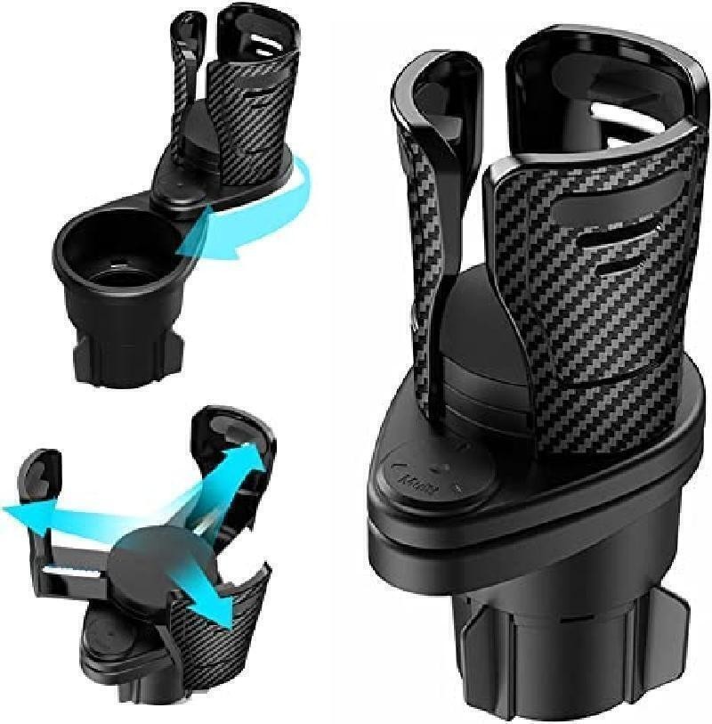 2 IN 1 Multifunction Car Double Cup Holder Expander Drink Holder 360° Adjustable