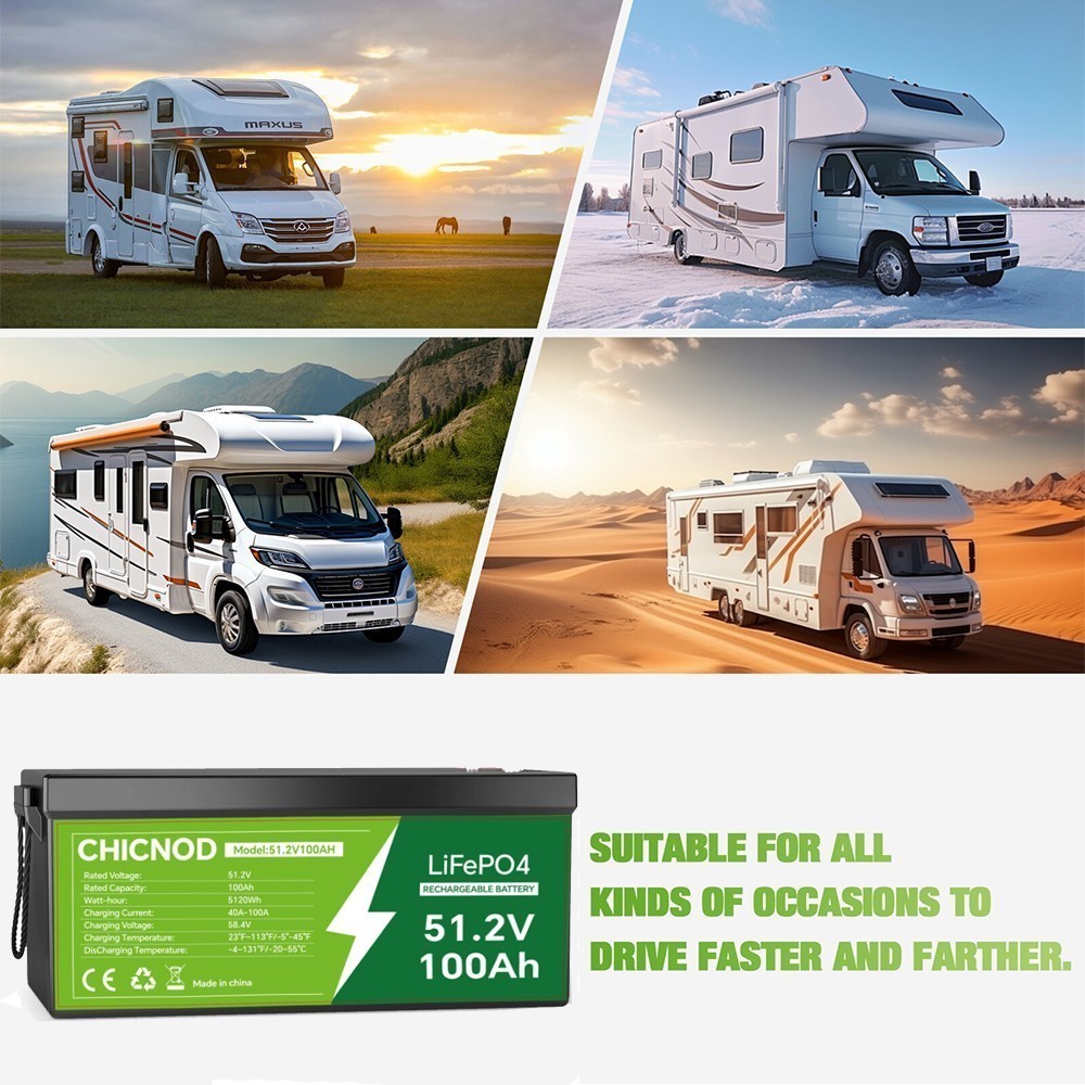 48V 100Ah LiFePO4 Lithium Battery Bluetooth BMS with Charger For Solar Camp RV