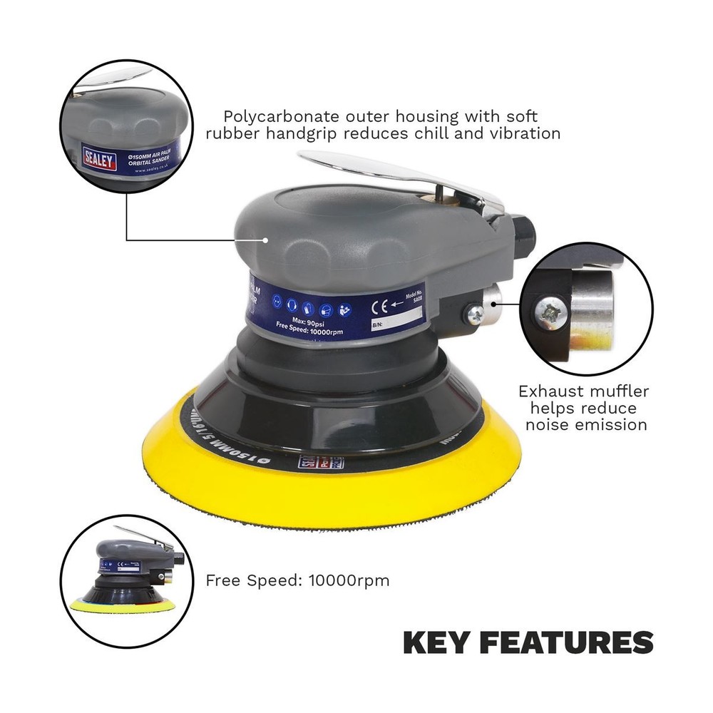 Sealey Air Palm Orbital Sander 150mm SA08