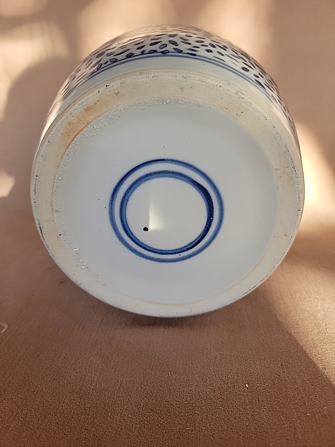 Vintage Chinese Ginger Jar & Lid Blue and White Porcelain Double Happiness 10"