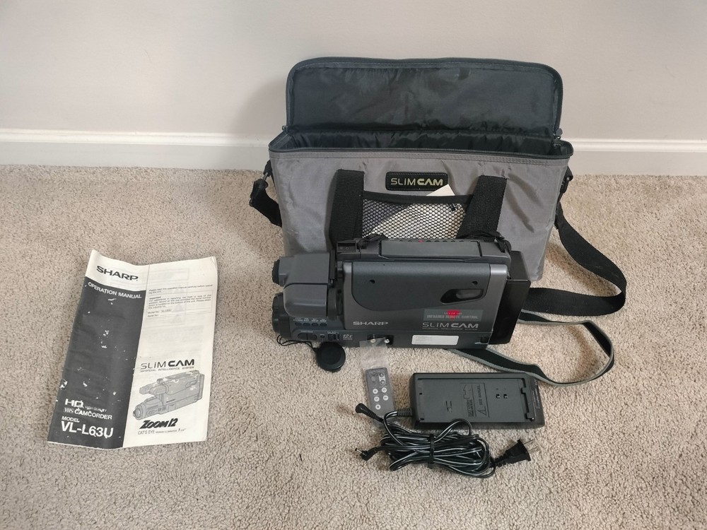 Sharp Slim Cam VL-L63U Vintage VHS Camcorder Complete Set