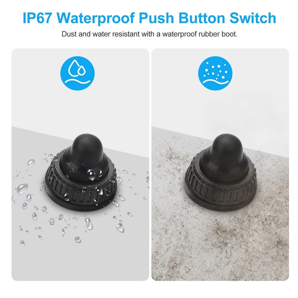 10 Pieces IP67 Waterproof Switch 4.5" Cord for Push Button Motorcycle Accessory