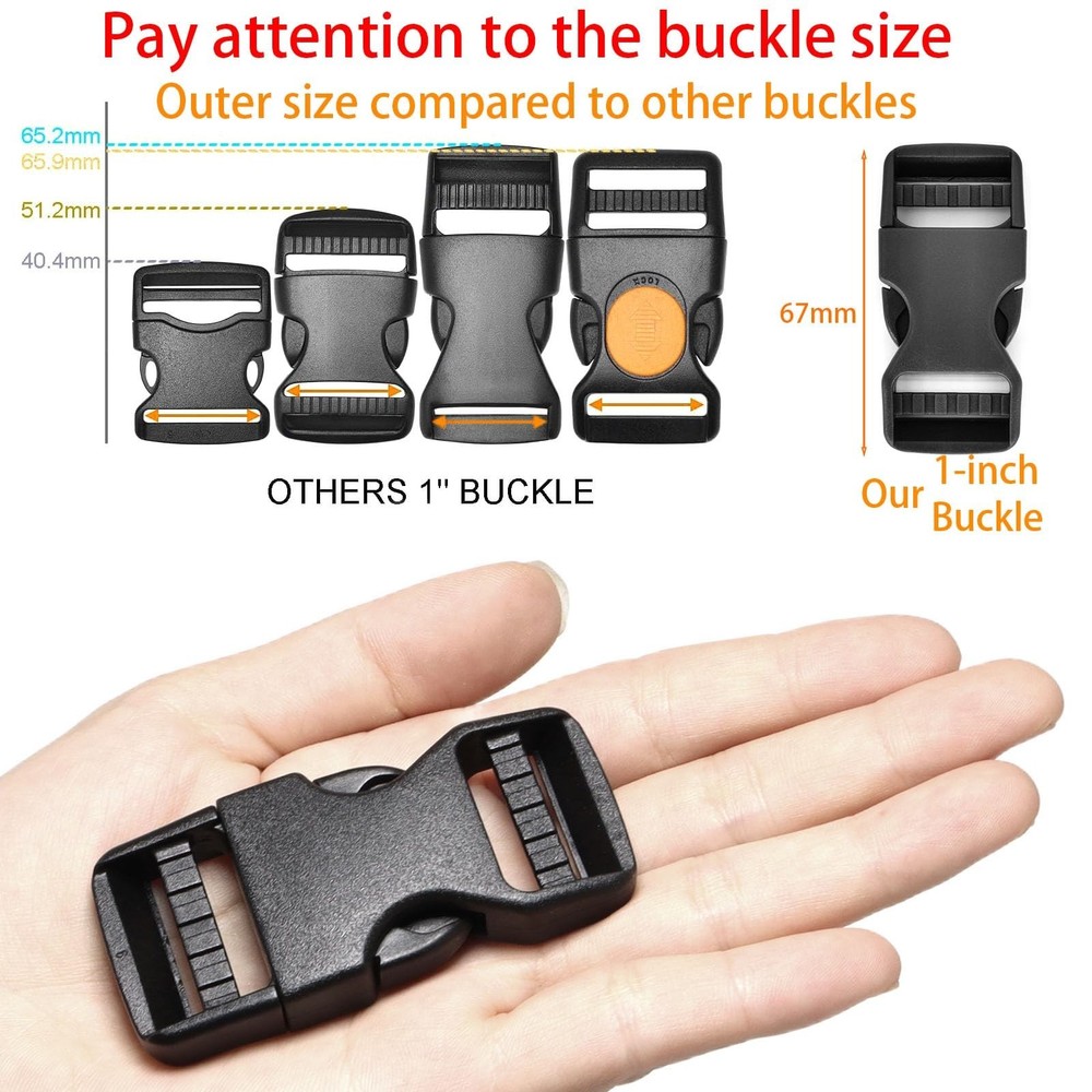 Buckle for 1 inch/25mm Webbing Straps, Quick Side Release Buckles for Backpac...